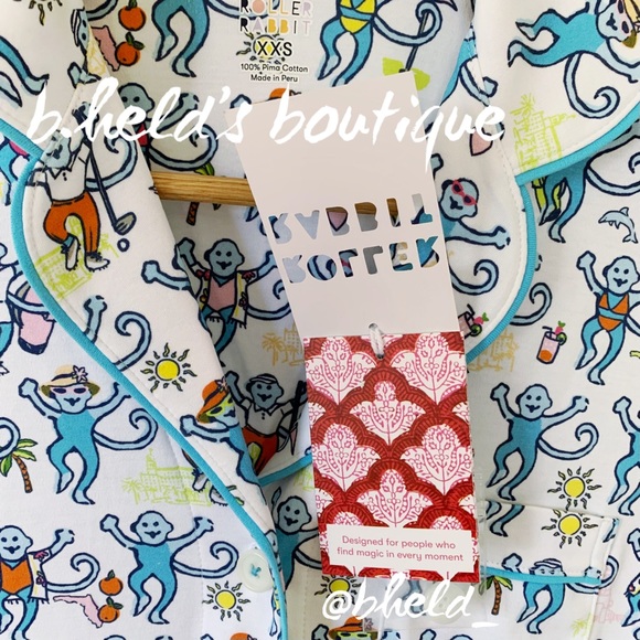 Roller Rabbit Palm Beach Monkey Polo Pajamas in Multi Monkey Size XXS New NWT - Picture 5 of 17